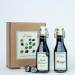 Load image into Gallery viewer, SPANISH BALSAMIC GIFT BOX - 250ML AGED DARK BALSAMIC (CREMA) AND 250 ML ARROPE (SWEET GRAPE SYRUP) WITH TWO CHROME POURERS