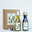 Load image into Gallery viewer, SPANISH OLIVE OIL GIFT BOX - 250ML EXTRA VIRGIN OLIVE OIL AND 250ML ARROPE (SWEET GRAPE SYRUP) WITH TWO CHROME POURERS