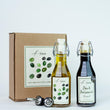 Load image into Gallery viewer, SPANISH OLIVE OIL AND BALSAMIC GIFT BOX - AGED DARK BALSAMIC AND EXTRA VIRGIN OLIVE OIL WITH TWO CHROME POURERS