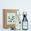 Load image into Gallery viewer, SPANISH BALSAMIC GIFT BOX - 250ML WHITE BALSAMIC (BLANCO) AND 250 ML ARROPE (SWEET GRAPE SYRUP) WITH TWO CHROME POURERS