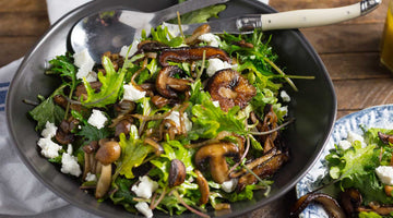 WARM KALE AND CARAMELISED MUSHROOM SALAD