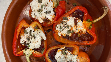 SPICY CHORIZO AND BURRATA STUFFED ROASTED PEPPERS
