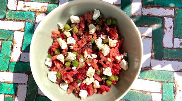 BEETROOT AND PEA RISOTTO WITH MINT AND FETA - SERVES 2-3