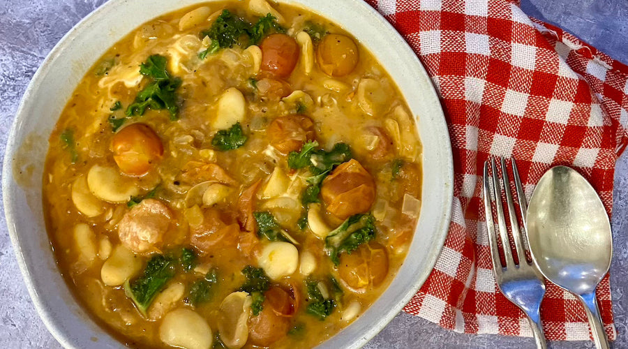 BURST CHERRY TOMATO BUTTER BEANS - SERVES 2-4 DEPENDING IF A SIDE OR A MAIN